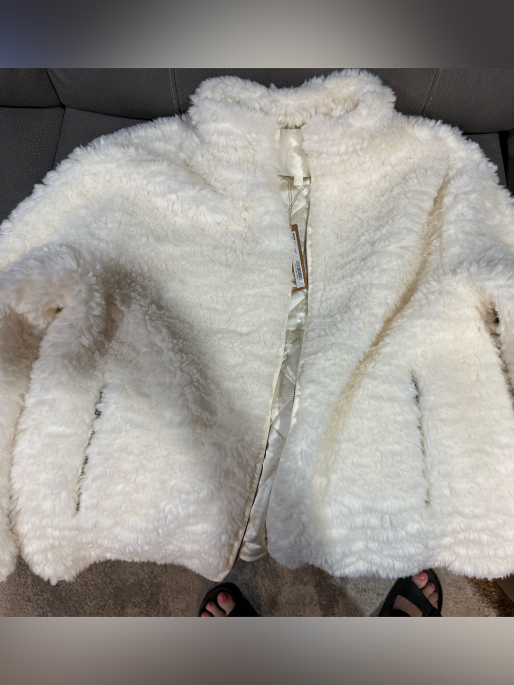 Skims Cream Faux fur Shearling Teddy Jacket